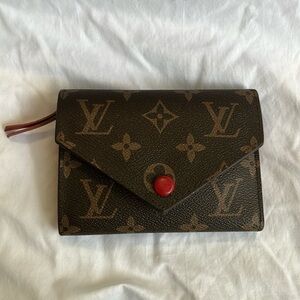 Louis Vuitton Monogram Canvas Small Wallet with Red Button